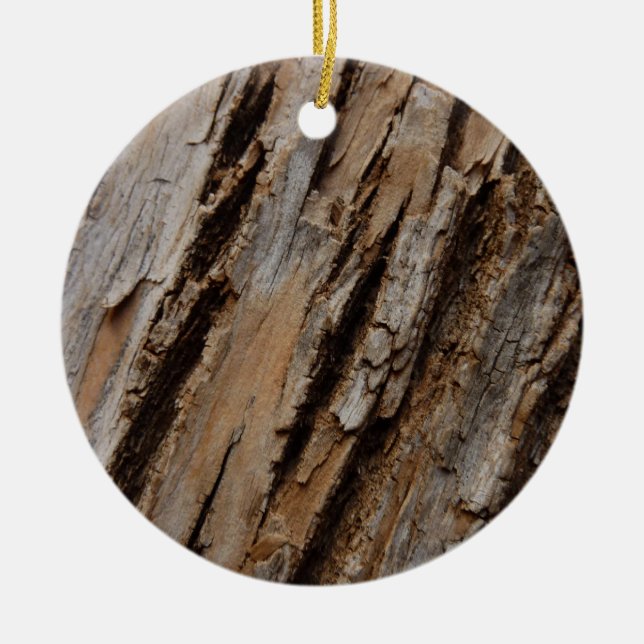 Tree Bark I Natural Abstract Textured Design Ceramic Ornament (Front)