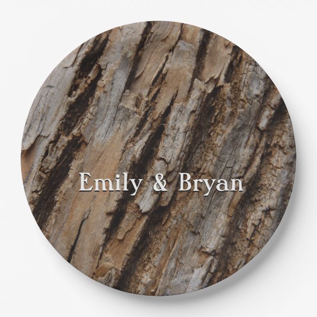 Tree Bark I Natural Abstract Textured Design Paper Plates (Front)