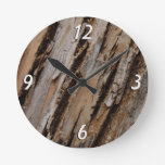 Tree Bark I Natural Abstract Textured Design Round Clock