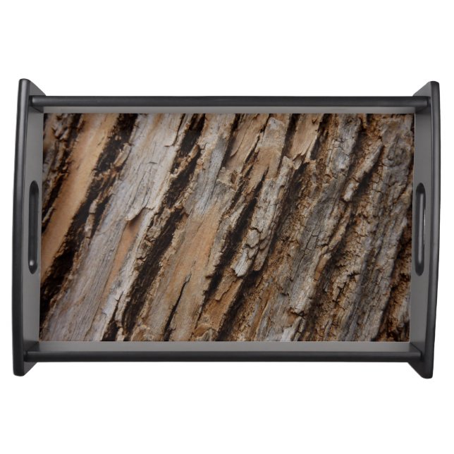 Tree Bark I Natural Abstract Textured Design Serving Tray (Front)