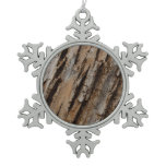 Tree Bark I Natural Abstract Textured Design Snowflake Pewter Christmas Ornament