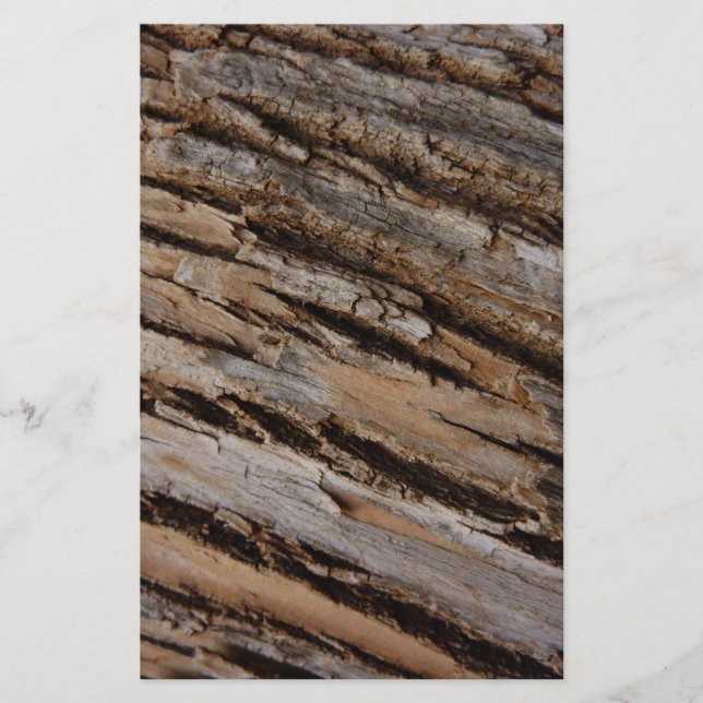 Tree Bark I Natural Abstract Textured Design Stationery (Front)