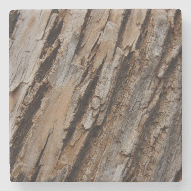 Tree Bark I Natural Abstract Textured Design Stone Coaster (Front)