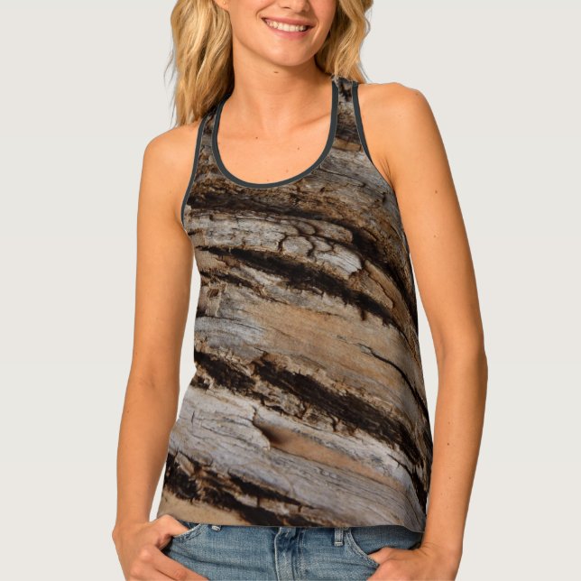 Tree Bark I Natural Abstract Textured Design Tank Top (Front)