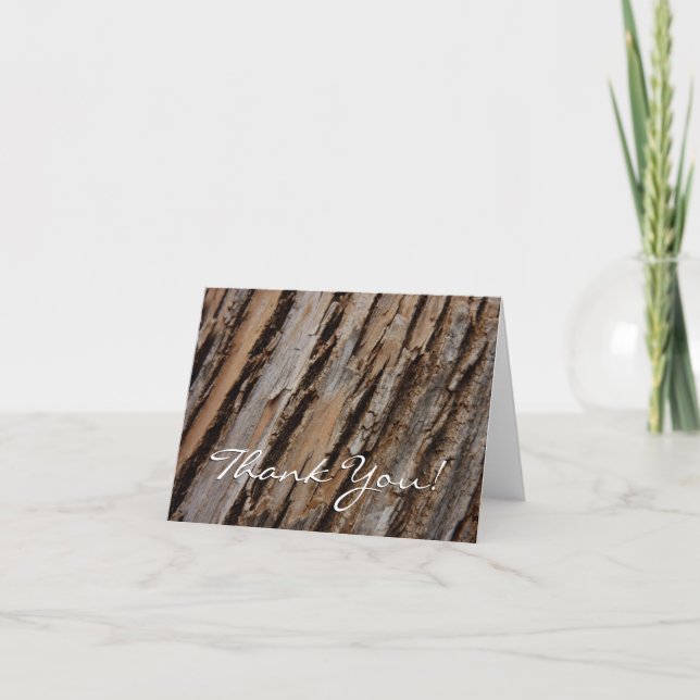 Tree Bark I Natural Abstract Textured Design Thank You Card (Front)