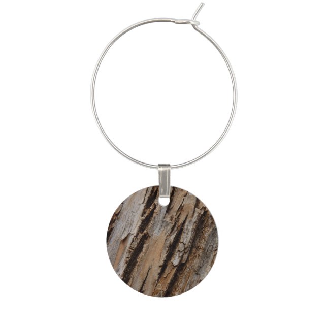 Tree Bark I Natural Abstract Textured Design Wine Charm (Front)