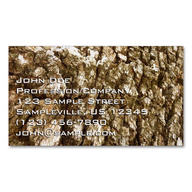 Tree Bark II Natural Textured Design Business Card Magnet (Front)