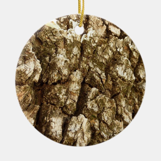 Tree Bark II Natural Textured Design Ceramic Ornament (Front)