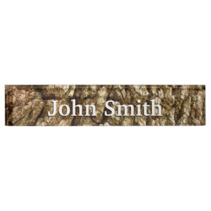 Tree Bark II Natural Textured Design Desk Name Plate