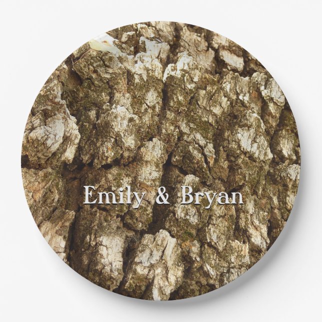 Tree Bark II Natural Textured Design Paper Plates (Front)