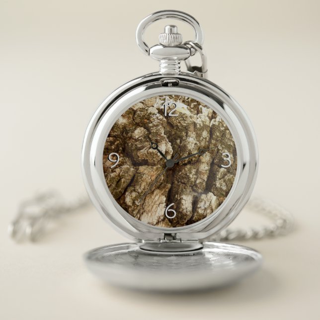 Tree Bark II Natural Textured Design Pocket Watch (Inside)