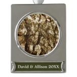 Tree Bark II Natural Textured Design Silver Plated Banner Ornament