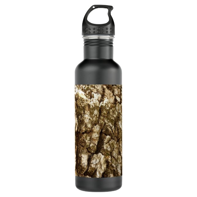 Tree Bark II Natural Textured Design Stainless Steel Water Bottle (Front)