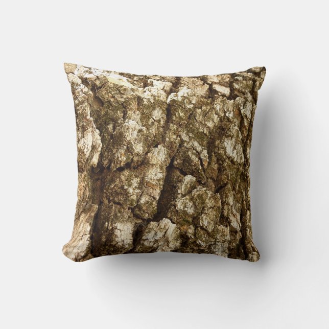 Tree Bark II Natural Textured Design Throw Pillow (Front)