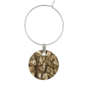 Tree Bark II Natural Textured Design Wine Glass Charm