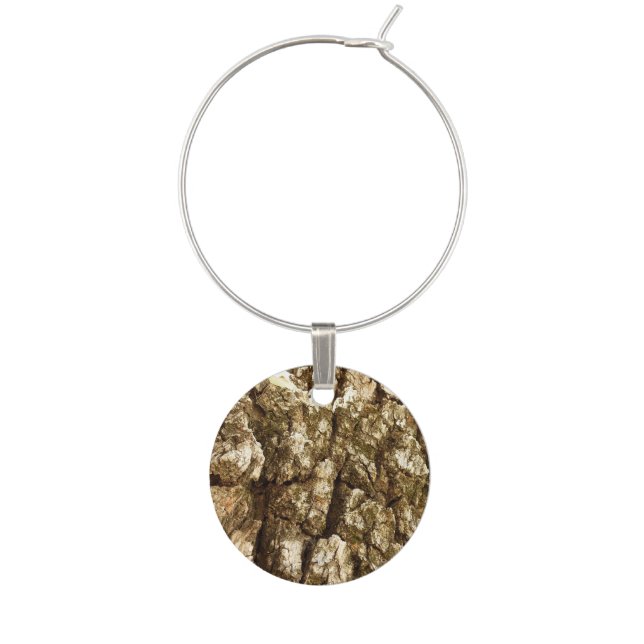 Tree Bark II Natural Textured Design Wine Glass Charm (Front)