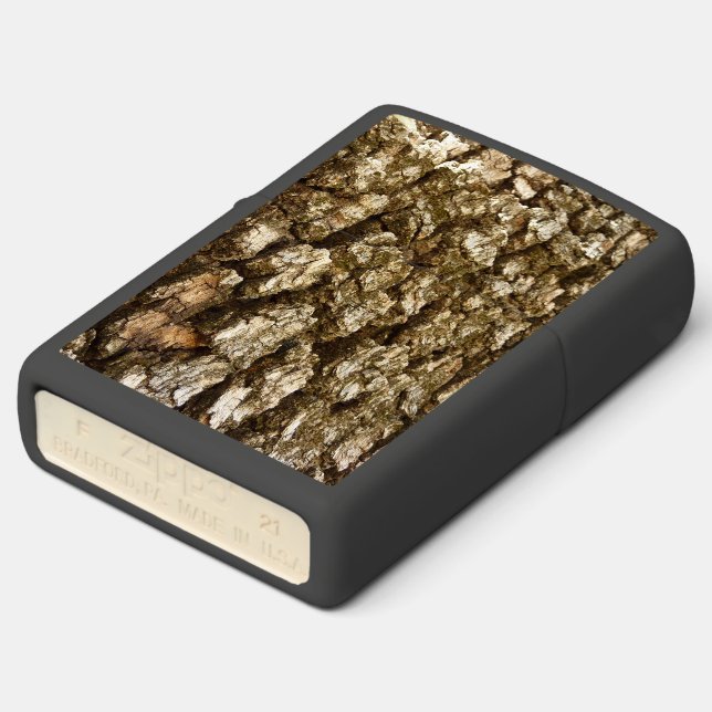 Tree Bark II Natural Textured Design Zippo Lighter (Angled)