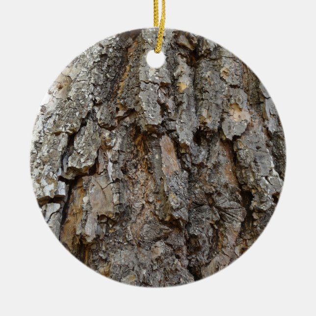 Tree Bark IV Abstract Nature Ceramic Ornament (Front)