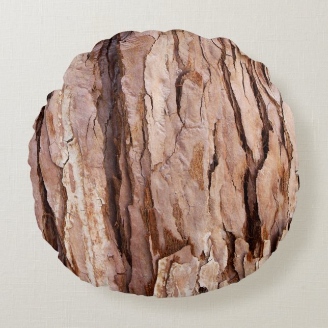 Tree Bark Texture Cool Unique Round Pillow (Front)