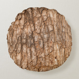 Tree bark texture, natural wood background. round pillow