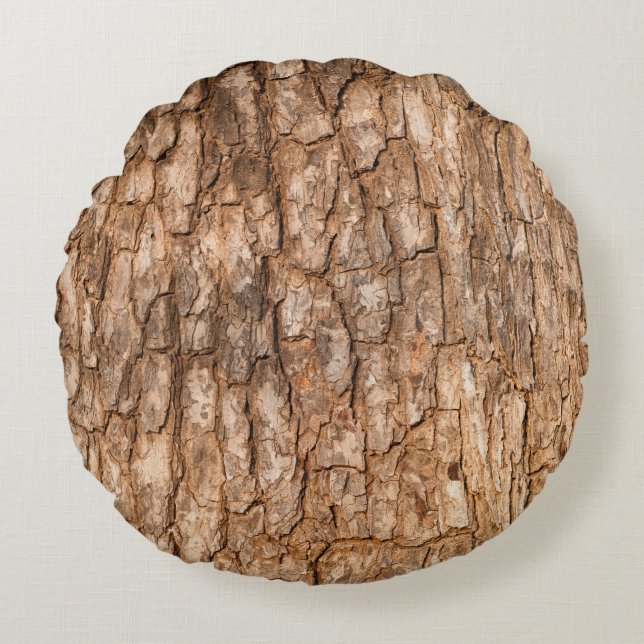 Tree bark texture, natural wood background. round pillow (Front)