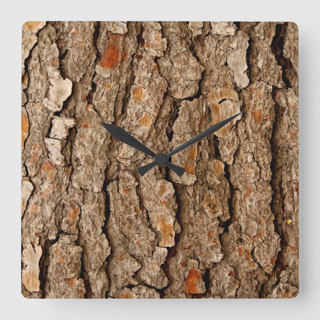 Tree Bark Texture Square Wall Clock (Front)