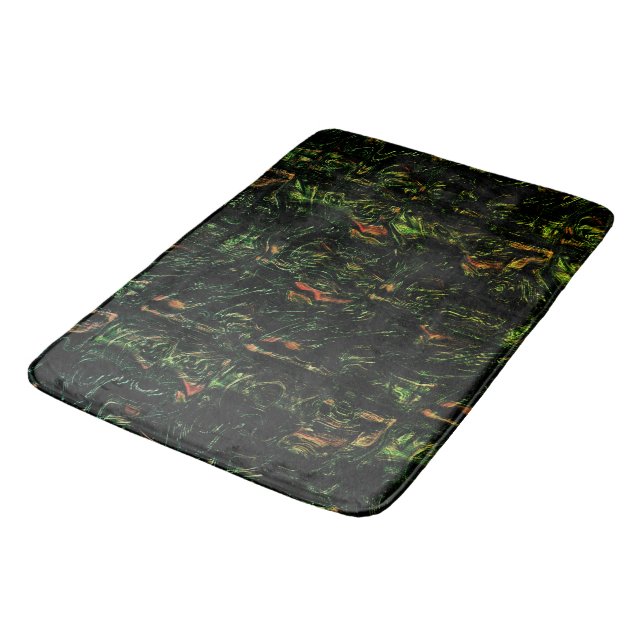 Tree bark under green hammered glass bath mat (Angled)
