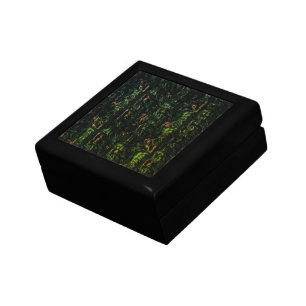 Tree bark under green hammered glass gift box