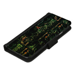 Tree bark under green hammered glass iPhone 8/7 wallet case