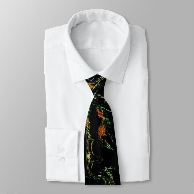 Tree bark under green hammered glass neck tie (Tied)
