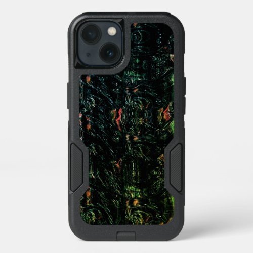 Tree bark under green hammered glass iPhone 13 case
