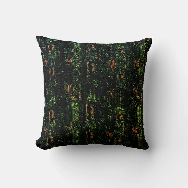 Tree bark under green hammered glass throw pillow (Front)