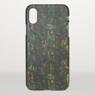 Tree bark under green hammered glass iPhone x case