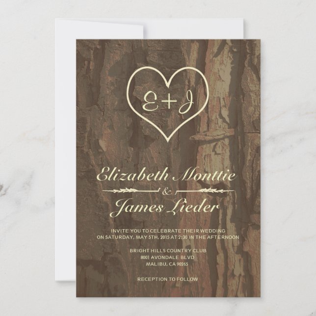 Tree Bark Wedding Invitations (Front)