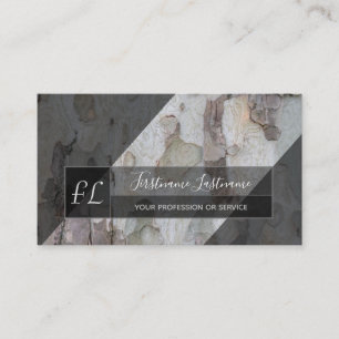 Tree bark wooden surface gray triangle monogram bu business card