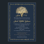 Tree Bat Mitzvah Golden Star of David Invitation<br><div class="desc">Golden tree of life bat mitzvah invitation with beautiful golden tree full of stars and whimical text border "growing in the love of family and friends". Navy blue background contrasts nicely with the gold tree and text on this lovely bat mitzvah invitation but feel free to change background color when...</div>