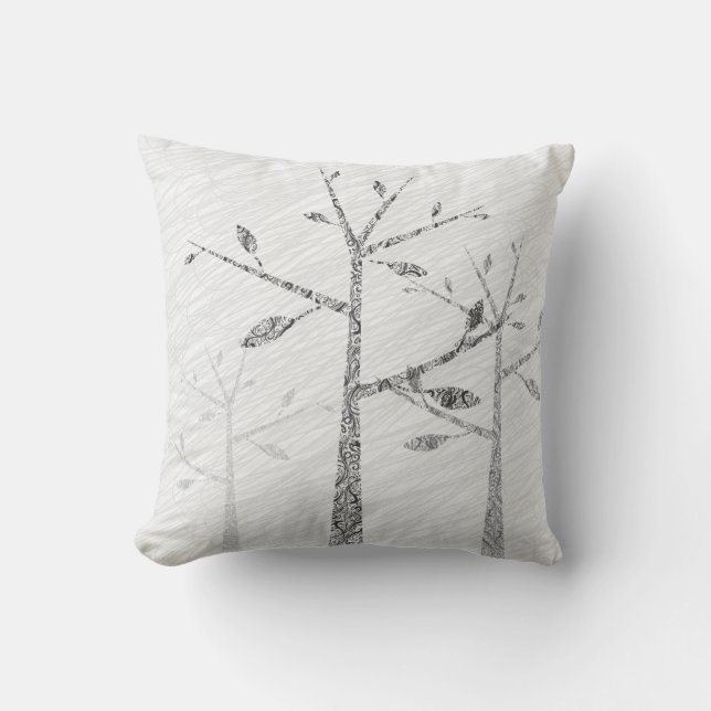 Tree Birds Silhouette Decorative Throw Pillow (Front)