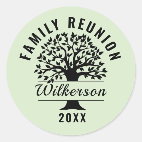 Tree Black Silhouette Family Reunion Genealogy Classic Round Sticker