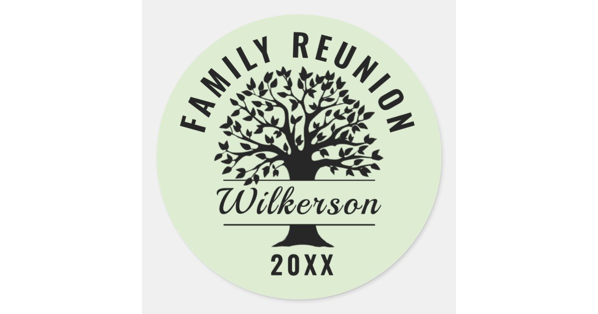 Tree Black Silhouette Family Reunion Genealogy Classic Round Sticker