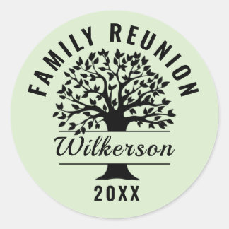 Tree Black Silhouette Family Reunion Genealogy Classic Round Sticker