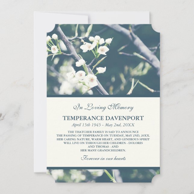 Tree Blossom | Spring Memorial Announcement (Front)