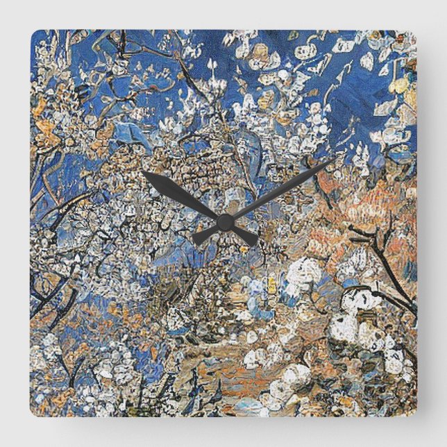 TREE BLOSSOM SQUARE WALL CLOCK (Front)