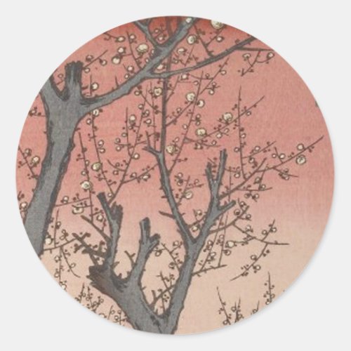 Tree Blossoms Plum Garden Japanese Classic Round Sticker