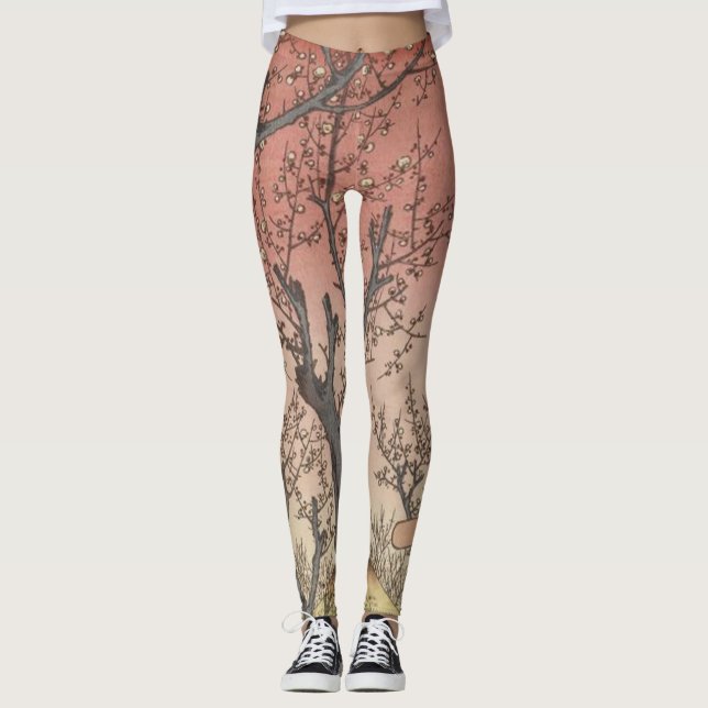 Tree Blossoms Plum Garden Japanese Leggings (Front)