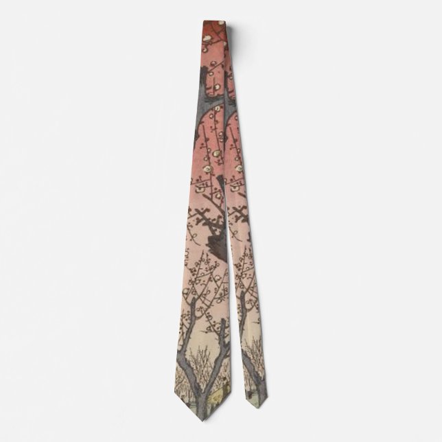 Tree Blossoms Plum Garden Japanese Neck Tie (Front)