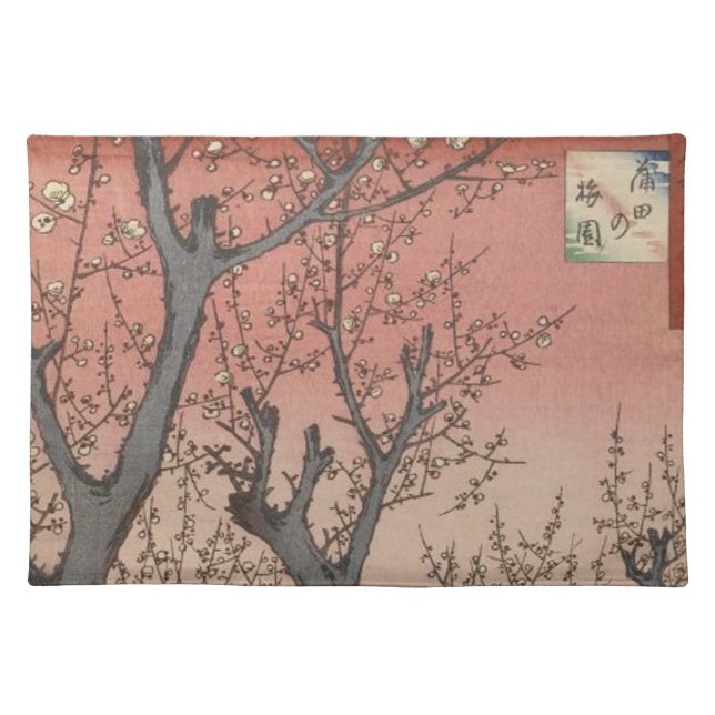 Tree Blossoms Plum Garden Japanese Placemat (Front)