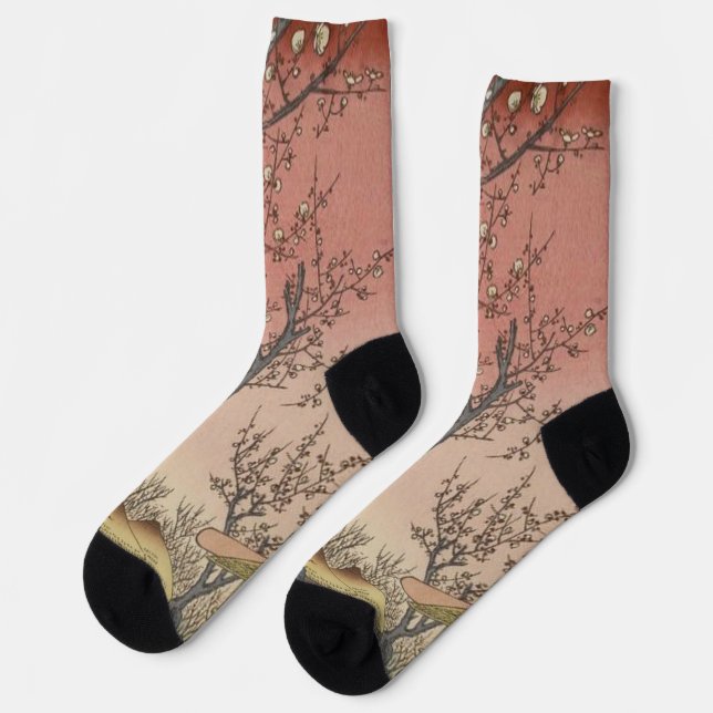 Tree Blossoms Plum Garden Japanese Socks (Left)