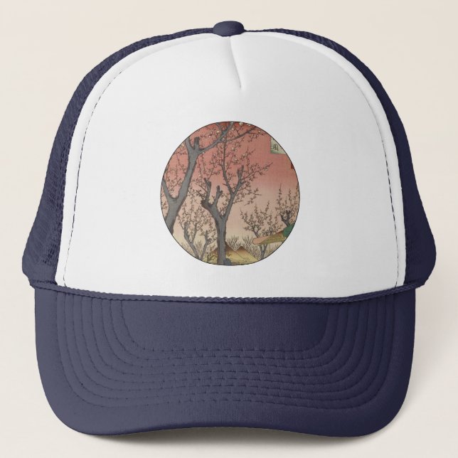 Tree Blossoms Plum Garden Japanese Trucker Hat (Front)