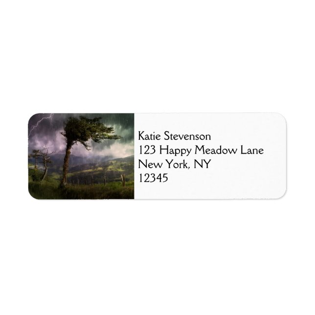 Tree Blowing in the Wind During a Thunder Storm Label (Front)