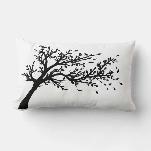 Tree blowing in the wind lumbar pillow (Front)
